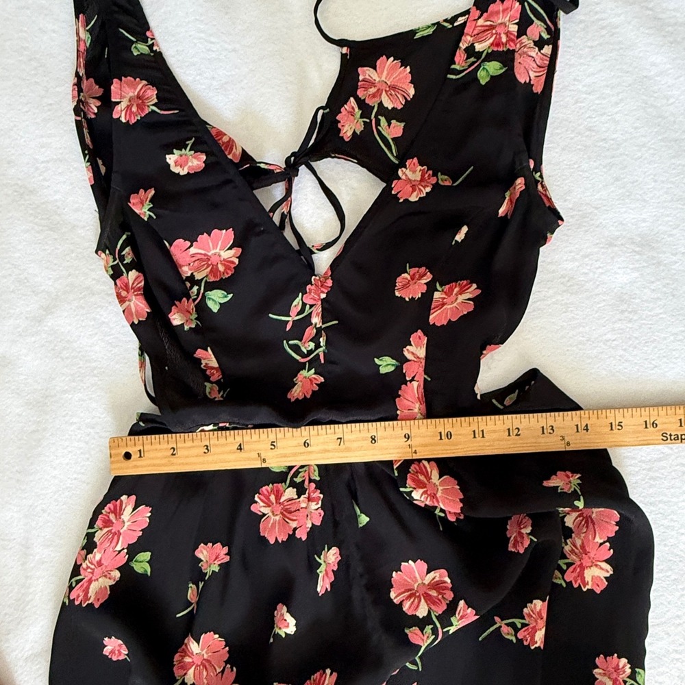Reformation Womens Dark Floral Back Cutout Midi Dress Size 4 Romantic Cottage - Picture 8 of 10
